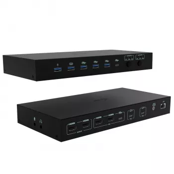 ITEC i-tec USB-C KVM Dock PRO voor drie hosts, dual-video, 2x Power Delivery (max. 92W), USB 3.2, 10 Gbit/s, Gigabit-Ethernet