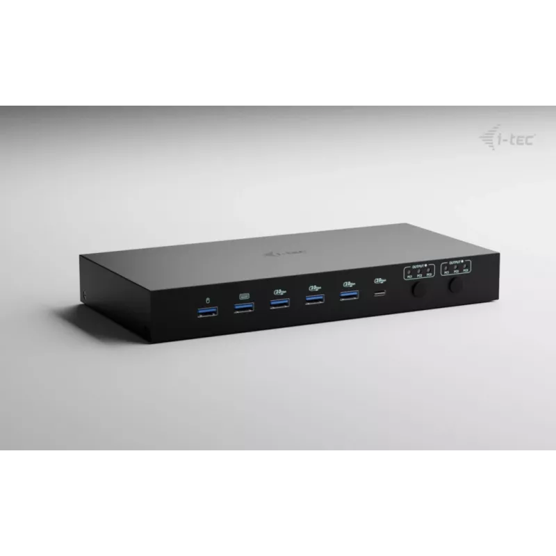 ITEC i-tec USB-C KVM Dock PRO voor drie hosts, dual-video, 2x Power Delivery (max. 92W), USB 3.2, 10 Gbit/s, Gigabit-Ethernet