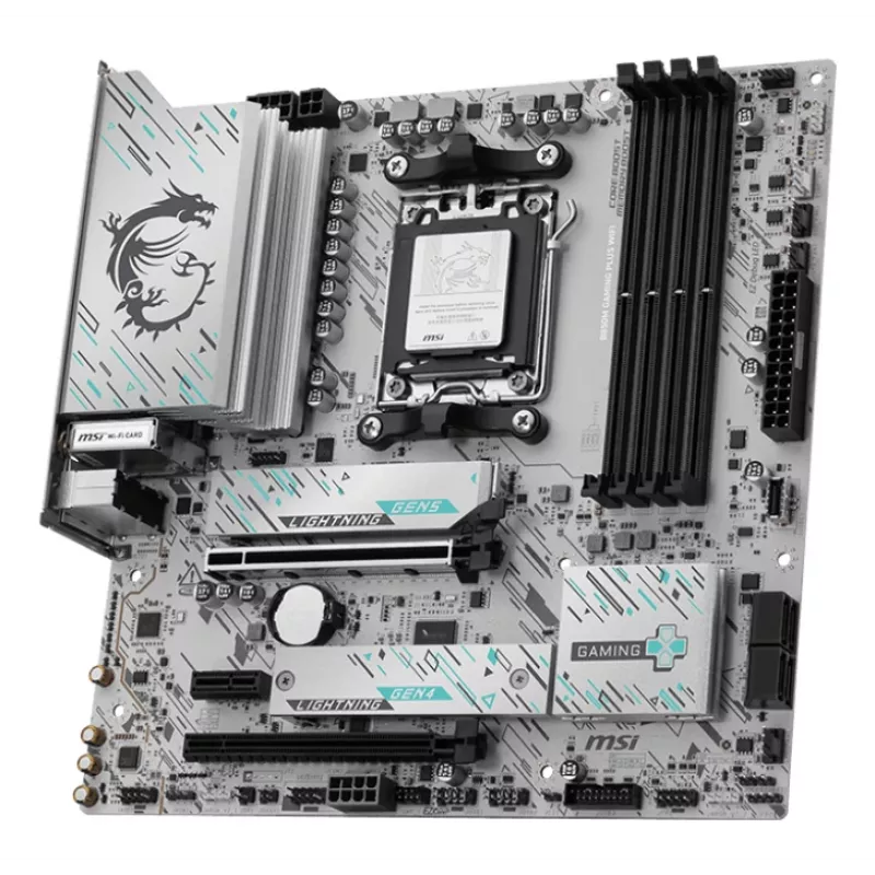 Moederbord MSI B850M GAMING PLUS WIFI — AMD B850, socket AM5, micro ATX, DDR5, 4x DIMM, 3x M.2, Wi‑Fi 7, 5 Gb LAN