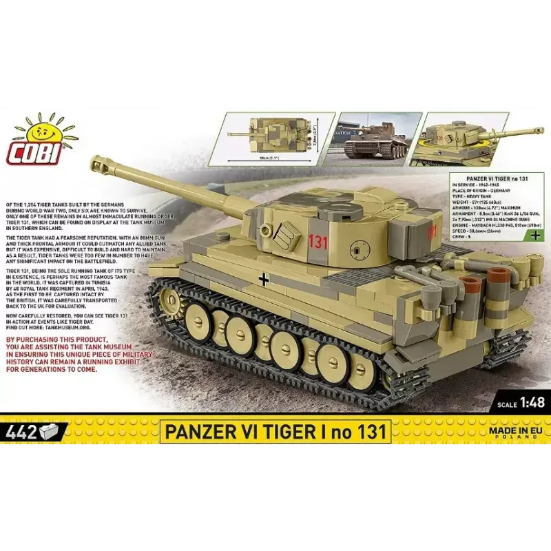 Bouwset Cobi Panzer VI Tiger I 442 onderdelen model COIB-2734