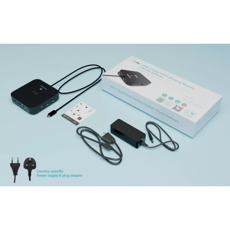 USB-C Dual HDMI-adapter ITEC C31DUALHDMIDPD100 — dual HDMI 4K@60Hz, USB-C Power Delivery 100W