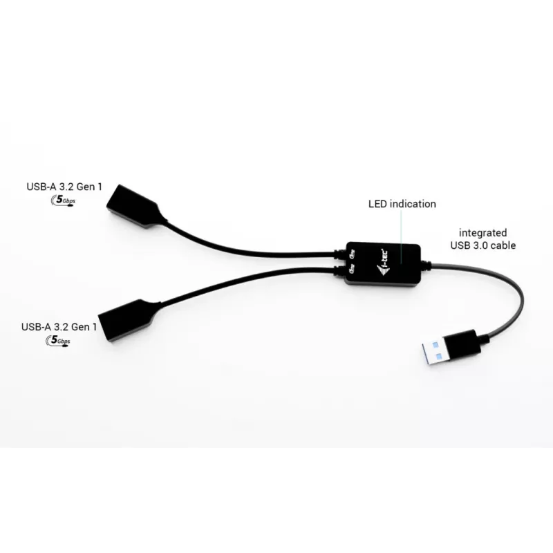 USB-A-hub ITEC U3CBLHUB2A — 2 poorten, USB 3.0 tot 5 Gbit/s
