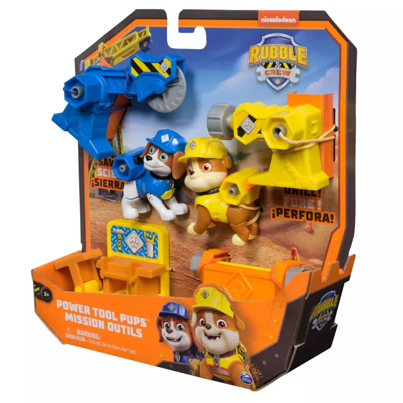 Figurenset Usorteret Rubble & Wheeler Power Tool Pups met 2 gereedschappen en 2 bouwaccessoires, vanaf 3 jaar