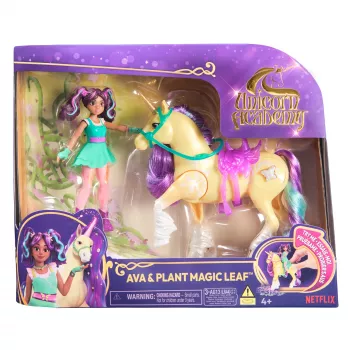 Unicorn Academy, Ava & plantenmagieblad met lichteffect, 2 rijaccessoires, poppen & eenhoornspeelgoed voor meisjes vanaf 4 jaar