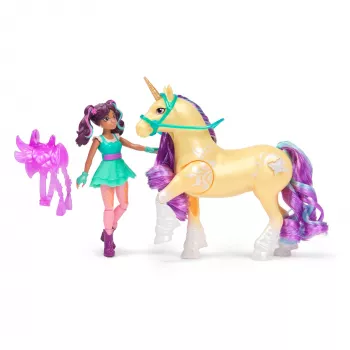 Unicorn Academy, Ava & plantenmagieblad met lichteffect, 2 rijaccessoires, poppen & eenhoornspeelgoed voor meisjes vanaf 4 jaar