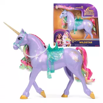 Spin Master Unicorn Academy Wildstar eenhoornfiguur 11 inch met doorschijnend zadel en teugels, veelkleurig, kunststof, voor kinderen vanaf 4 jaar