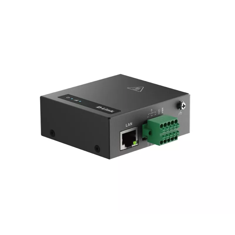 D-Link DOM-311-TSO 4G LTE IIoT RTU-gateway, 10/100 Mbit/s Ethernet, RS-232/485, Nano SIM, 2 afneembare externe antennes, 9–36 V DC, zwart
