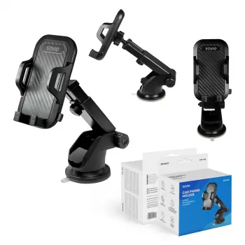 Savio CH-04 autotelefoonhouder, montage op voorruit/dashboard, zwart