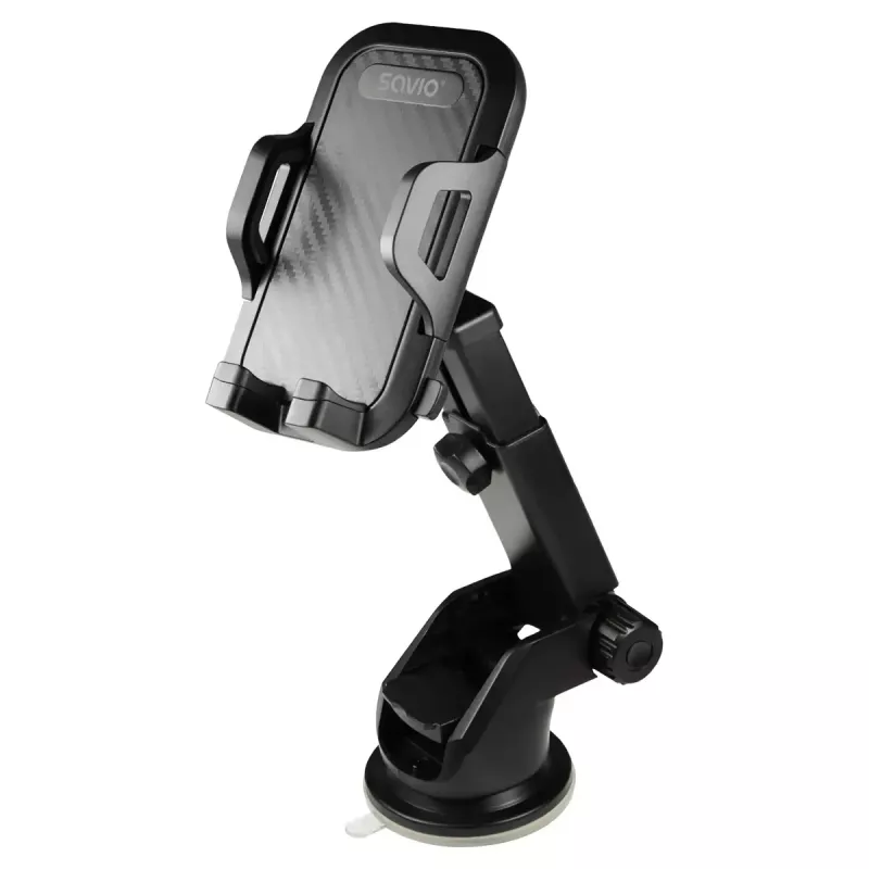 Savio CH-04 autotelefoonhouder, montage op voorruit/dashboard, zwart