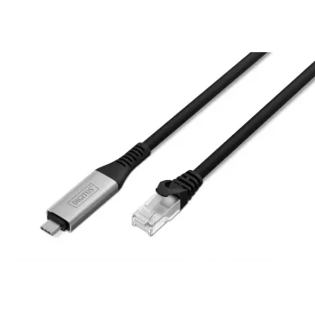 DIGITUS USB-C 3.2 Gen1 - RJ45 ethernetkabel - CAT6a S/FTP zwart - 5m