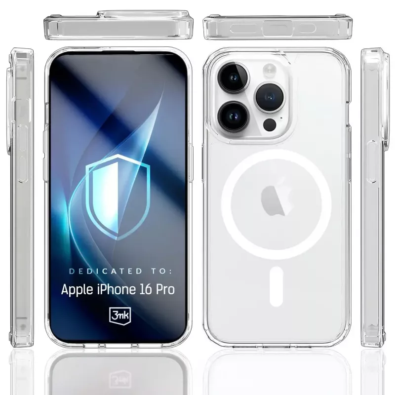 3MK Armor MagCase hoesje voor iPhone 16 Pro, MagSafe, transparant, TPU