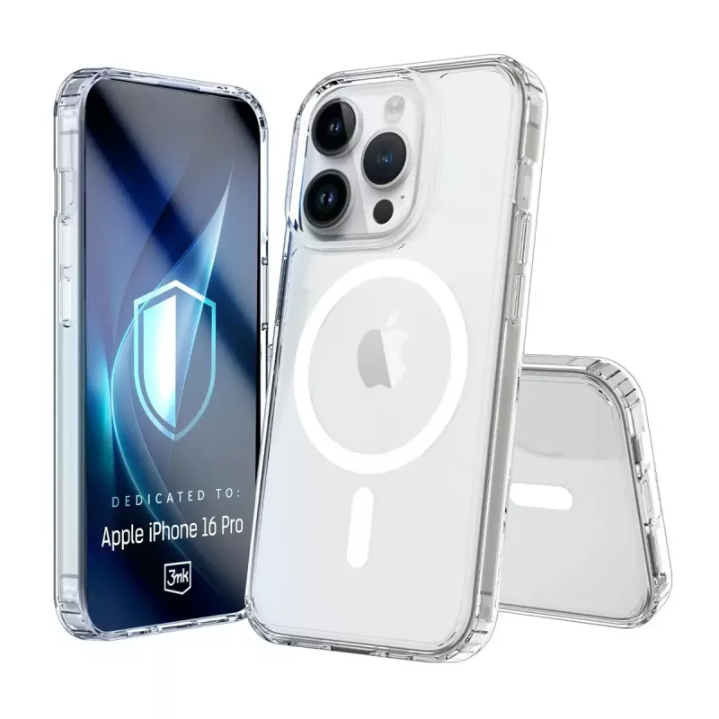 3MK Armor MagCase hoesje voor iPhone 16 Pro, MagSafe, transparant, TPU