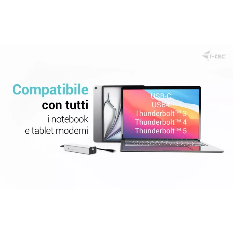i-tec Metal USB-C Charging HUB 5-poorts met USB-C video 8K + Power Delivery 85W