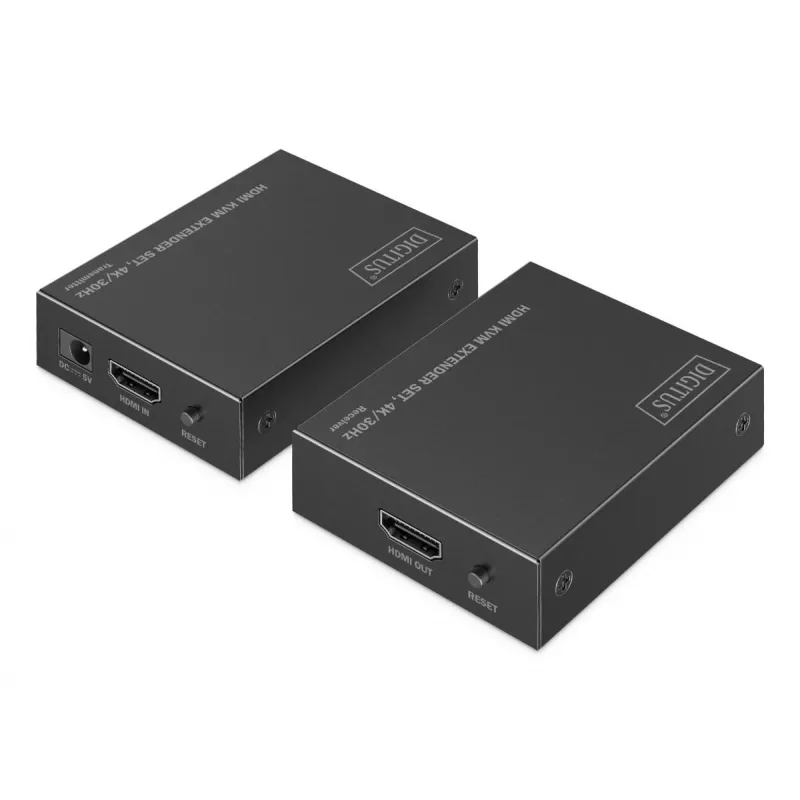 DIGITUS HDMI KVM Extender Set – 4K/30Hz 40/70m PoC CAT zwart