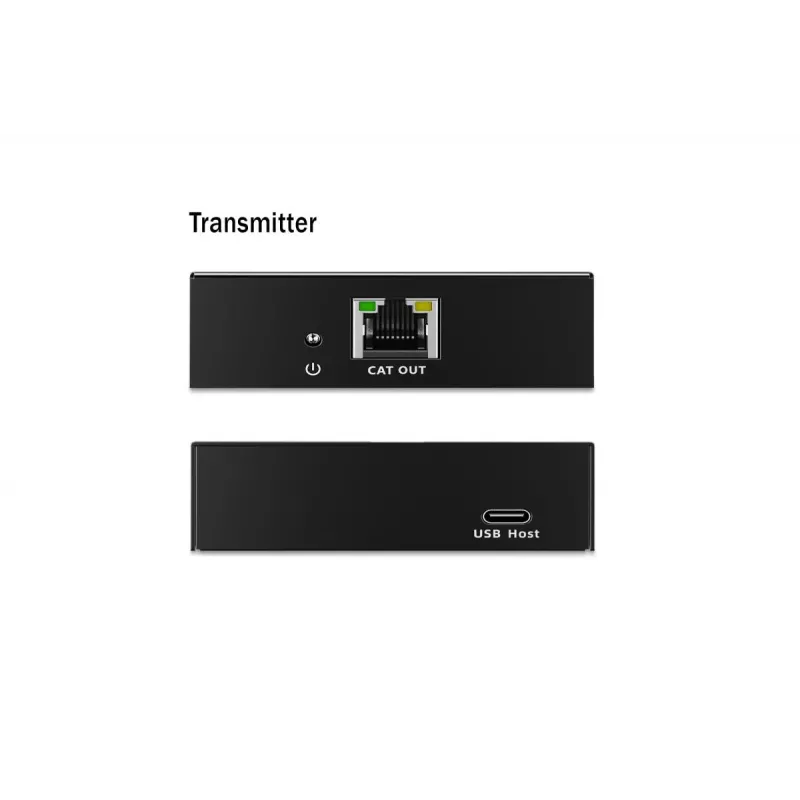 USB 3.2 Gen1 CAT-Extender van DIGITUS DA-73121 — 5 Gbit/s, 4 poorten (3× USB-A, 1× USB-C), 100 m, DC-gevoed