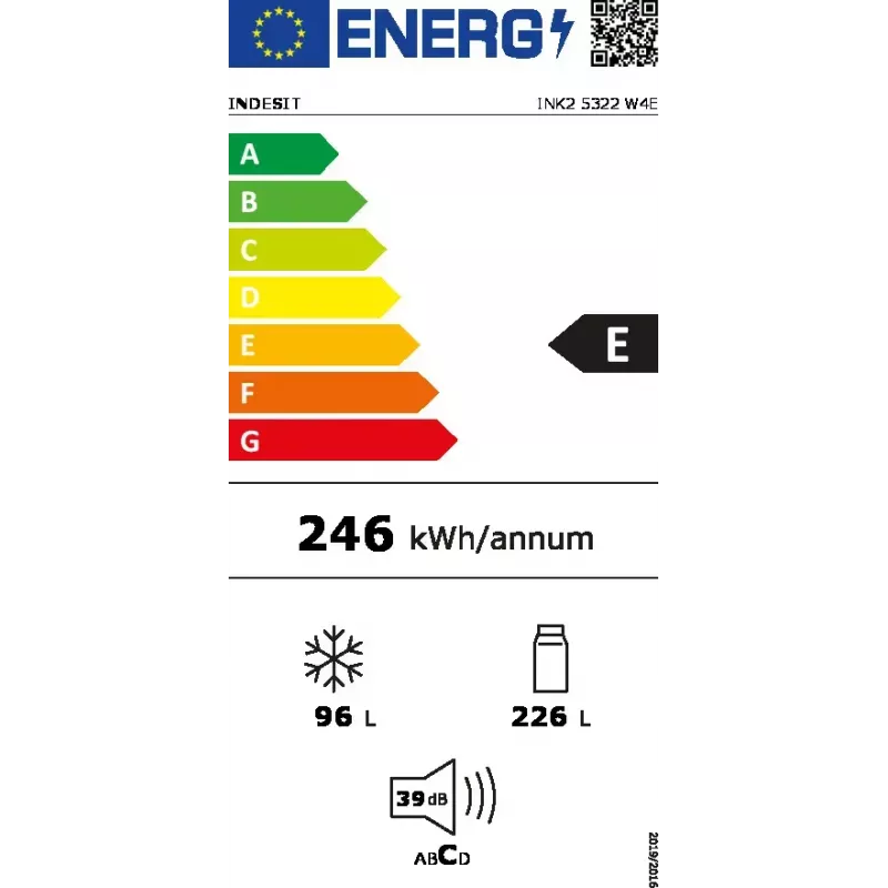 Indesit INK2 5322 W4E koel-vriescombinatie vrijstaand 322 L wit