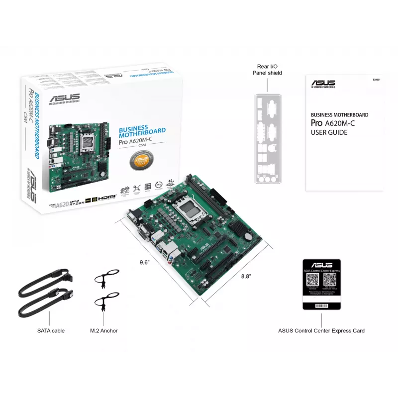 Moederbord ASUS PRO A620M-C-CSM AMD A620 socket AM5 micro ATX