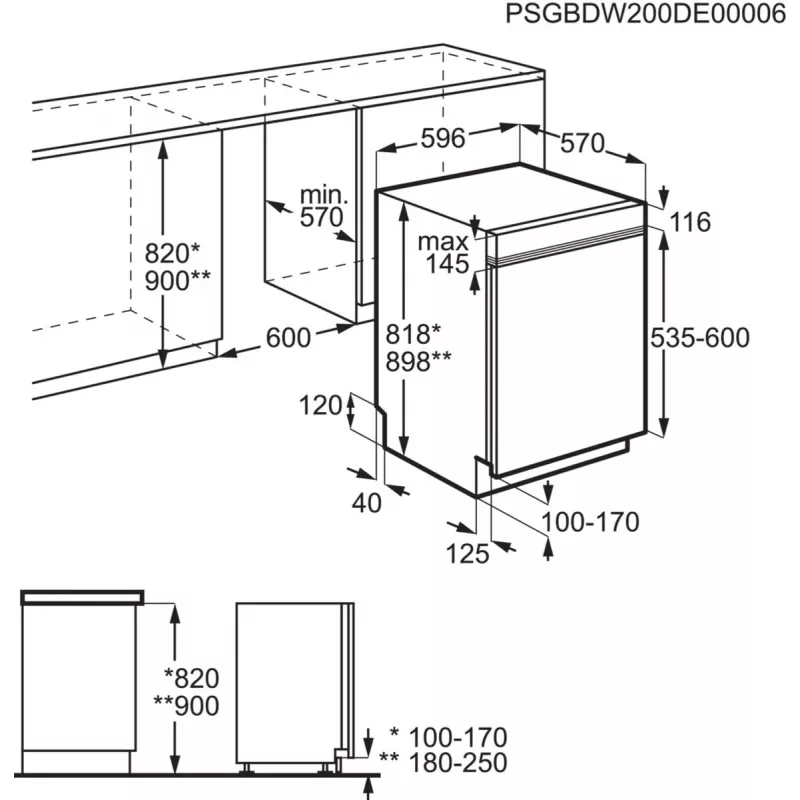 Deels geïntegreerde vaatwasser Electrolux EES47300IX, 13 couverts, 60 cm, 8 programma's, AirDry, 46 dB