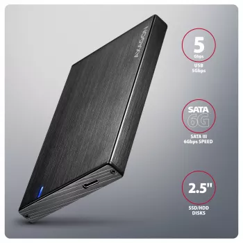 Axagon EE25-XA6C compacte aluminium USB-C 5 Gbit/s – SATA 6G externe behuizing voor 2,5 inch SSD/HDD