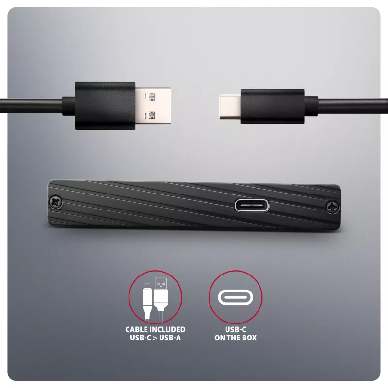 Axagon EE25-XA6C compacte aluminium USB-C 5 Gbit/s – SATA 6G externe behuizing voor 2,5 inch SSD/HDD
