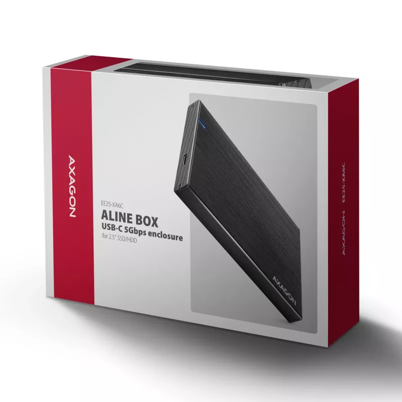 Axagon EE25-XA6C compacte aluminium USB-C 5 Gbit/s – SATA 6G externe behuizing voor 2,5 inch SSD/HDD