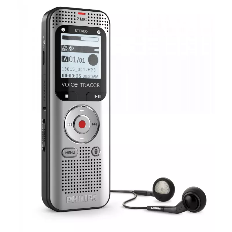 Dictafoon Philips Voice Tracer DVT2015 intern geheugen flashkaart zilver 2370 uur opnametijd