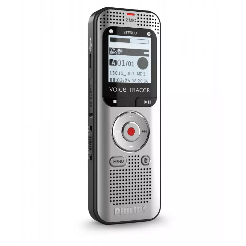 Dictafoon Philips Voice Tracer DVT2015 intern geheugen flashkaart zilver 2370 uur opnametijd