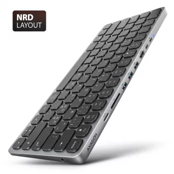 Axagon HMC-KB-NRD, USB 5Gbps hub met toetsenbord, HDMI 4K/60Hz, 3x USB-A, SD/mSD, audio, PD100, Noordse layout