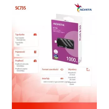 SSD-schijf ADATA 1 TB extern 2,5 inch U3.2C SC735