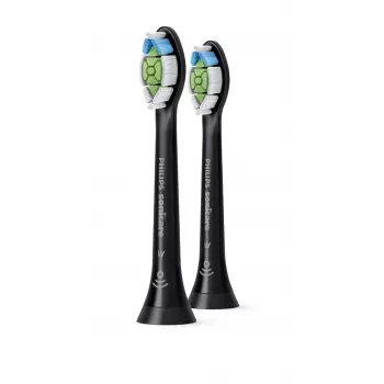 Philips Sonicare Optimal White HX6062/88 2-pack opzetborstels, 2 stuks, zwart, 3 maanden, medium, 62000 bewegingen per minuut, Philips