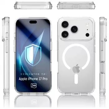 Beschermhoes 3MK Armor MagCase voor Apple iPhone 17 Pro, magnetische bevestiging, transparant/rookkleurig