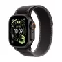 Apple Watch Ultra 3 GPS + Cellular 49 mm behuizing van zwart titanium met Trail Loop in zwart/houtskool – M/L