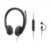 Lenovo VoIP-headset 5000 bedrade hoofdband kantoor/callcenter USB Type-C zwart