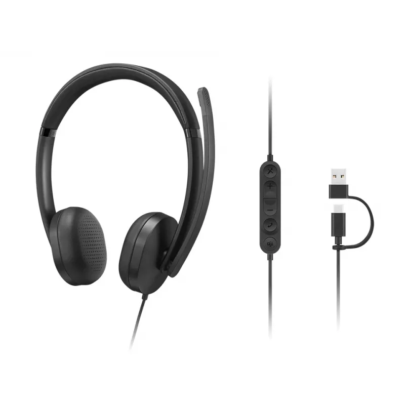 Lenovo VoIP-headset 5000 bedrade hoofdband kantoor/callcenter USB Type-C zwart