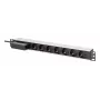 DIGITUS DN-95439 aluminium 19 inch 1U rack-PDU, 7x Schuko-stopcontact, installatieautomaat, 16 A, 4000 W, 230 V, 50/60 Hz, 1,8 m kabel