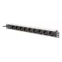 DIGITUS PDU - 1U aluminium rackmount 8x CEE 7/7 stopcontact 1x stopcontact 10A stekker 250VAC 50/60Hz IEC C14 stekker voorzekering
