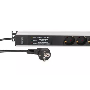 DIGITUS PDU - aluminium rack-inbouw frequentiefilter 2 m 16 A 3600 W 230 V AC 50/60 Hz 7x veiligheid 2x stopcontact