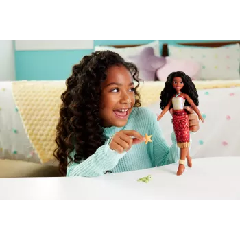 Disney Vaiana 2 speelgoed, drijvende Tautai Vaiana modepop met 2 accessoires & van kleur veranderend bovenstuk