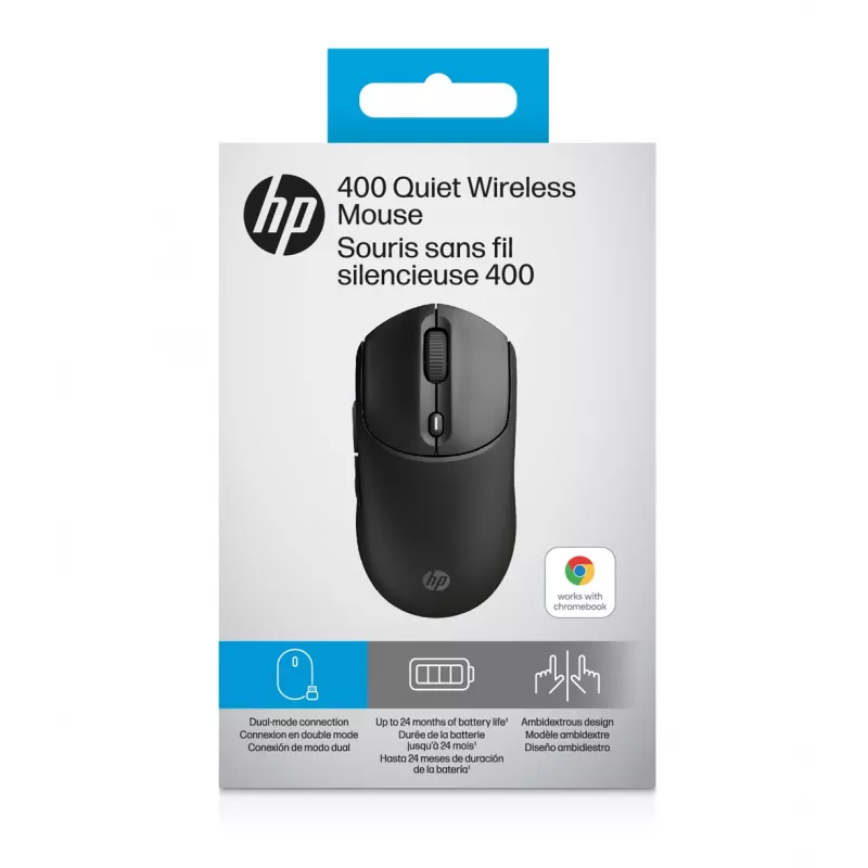 HP 400 Quiet zwart draadloze muis, dubbelhandig, RF draadloos + Bluetooth, 6000 DPI, zwart