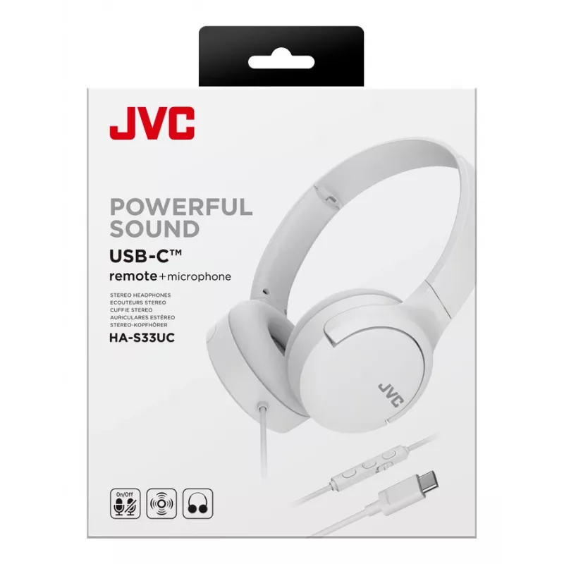 JVC HA-S33UC headset bedraad hoofdband bellen/muziek USB Type-C wit
