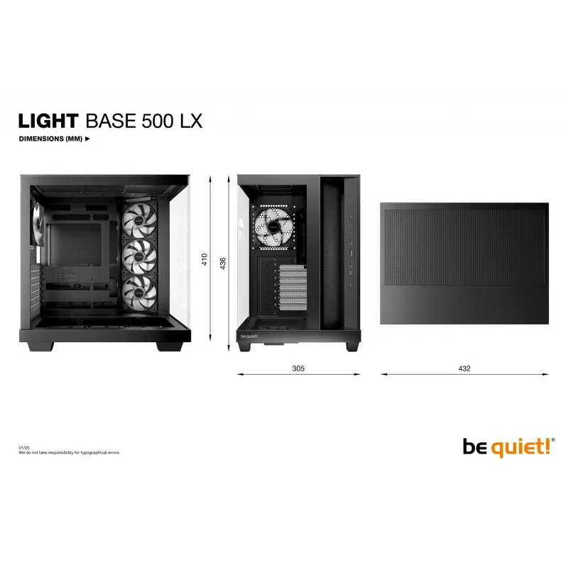 PC-behuizing be quiet! Light Base 500 LX zwart Midi Tower ATX 3x 120mm ventilatoren