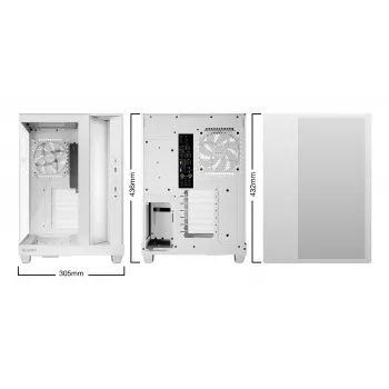 PC-behuizing be quiet Light Base 500 LX White Midi Tower ATX/PS2-voedingsondersteuning 3x120 mm voor 1x120 mm achter ondersteunt 2,5/3,5-inch drives 305×436×432 mm