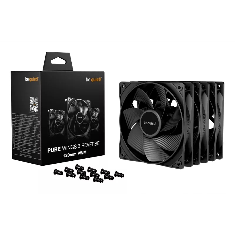 be quiet! Pure Wings 3 120mm | PWM Reverse triple-pack computerbehuizingsventilator 12 cm zwart 3 stuks