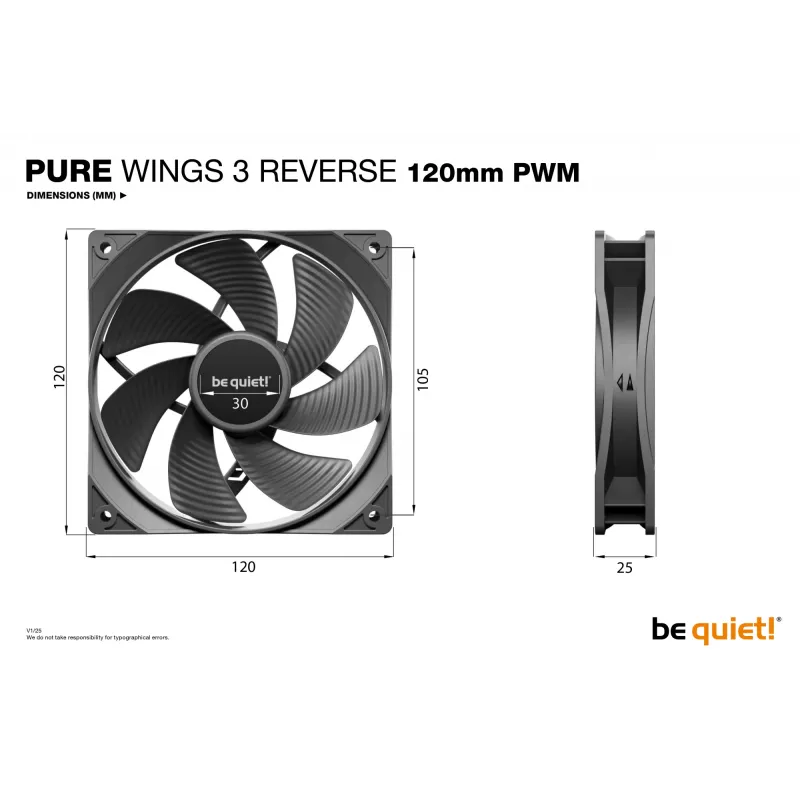 be quiet! Pure Wings 3 120mm | PWM Reverse triple-pack computerbehuizingsventilator 12 cm zwart 3 stuks