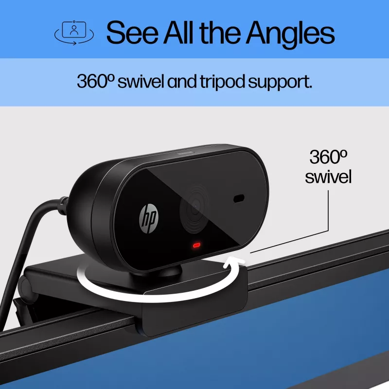 HP 320 FHD-webcam, 1920 x 1080 pixel, Full HD, 30 fps, thuis, USB, zwart