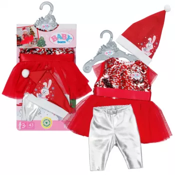 Poppenjurk ZAPF BABY born Xmas Dress voor 43 cm poppen, textiel, meerkleurig, opvouwbaar, leeftijd 3–12