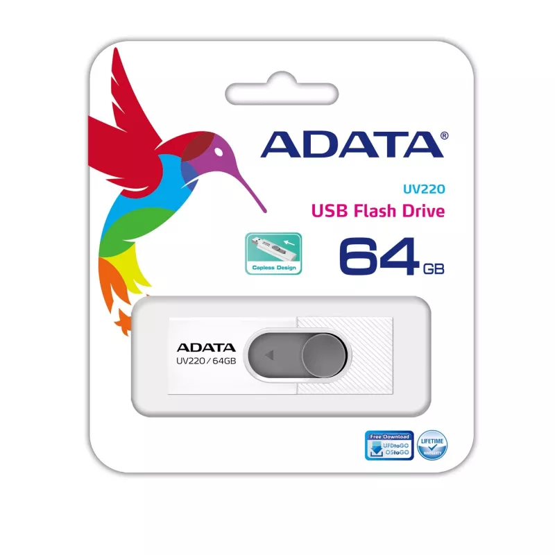 ADATA UV220 USB-flashstation 64 GB USB Type-A 2.0 grijs, wit