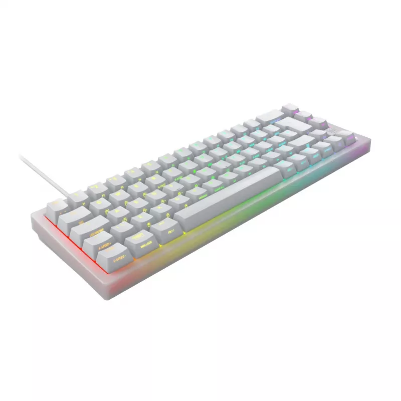 CHERRY XTRFY K5V2 RGB compact bedraad mechanisch 65%-gamingtoetsenbord, CHERRY MX2A Red, Duitse QWERTZ-indeling, wit