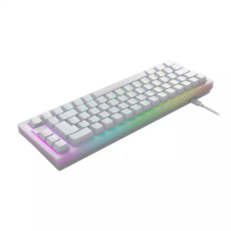 CHERRY XTRFY K5V2 RGB compact bedraad mechanisch 65%-gamingtoetsenbord, CHERRY MX2A Red, Duitse QWERTZ-indeling, wit