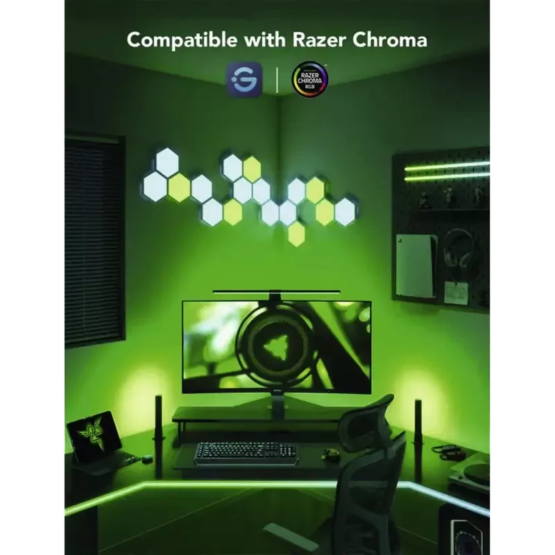 Smart verlichtingsset Govee H6608 — WLAN/Bluetooth, zwart, meerkleurig, 3 stuks, 1,5 m kabel